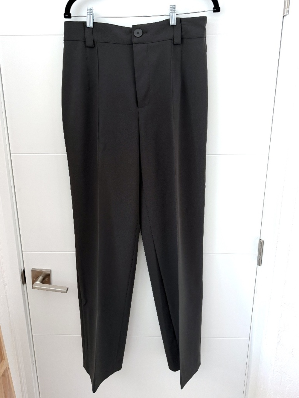 NWT ZARA The Françoise Full Length Straight Leg Trousers Charcoal Grey Large